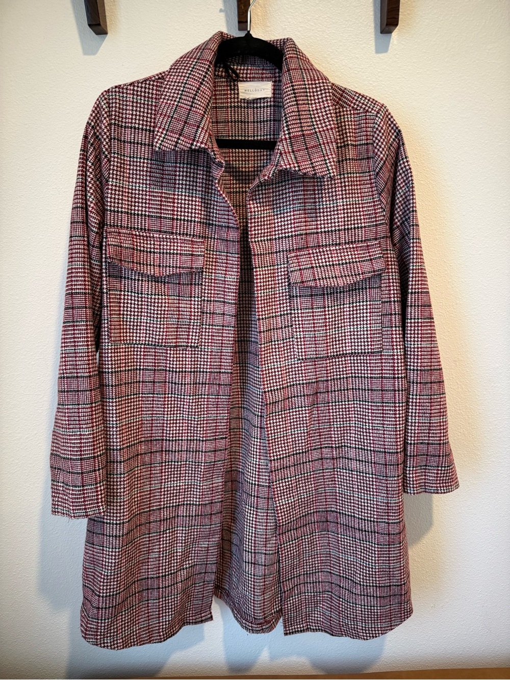 Women's Plaid Shacket Jacket - red/Black Check